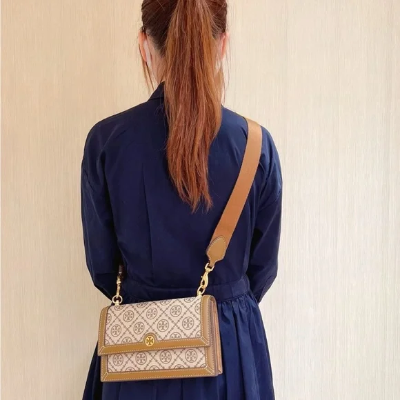 NWT TORY BURCH T MONOGRAM JACQUARD MINI BAG Two stripes $448